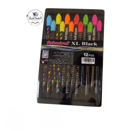 أقلام رصاص سوداء "أدميرال" (Admiral XL Black) بمحايات ملونة ✏️✨