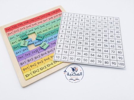 لوح جدول الضرب الخشبي التعليمي الملون 🧩✖️